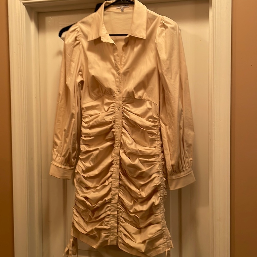 Ruched Tan Dress